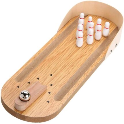 Table Top Mini Bowling Game Wooden Board Arcade Shooting Office Desk Stress Relief Finger Toys Fun Gifts