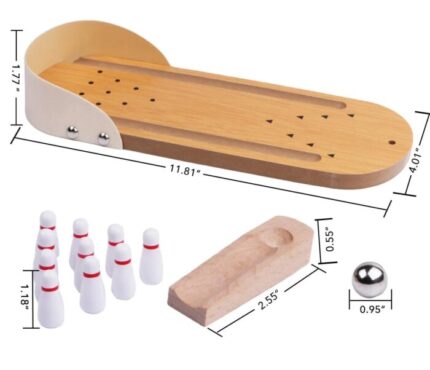 Table Top Mini Bowling Game Wooden Board Arcade Shooting Office Desk Stress Relief Finger Toys Fun Gifts